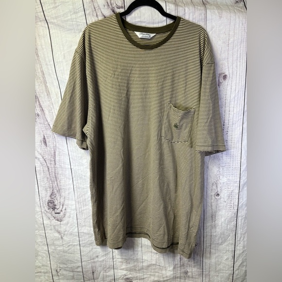 Brooks Brothers Tan Striped Oversized Short Sleeve Tee XXL - Picture 1 of 6